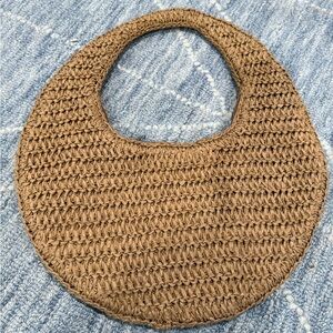 Glassons Tan Woven Shoulder Bag, moon bag, straw bag, tote bag